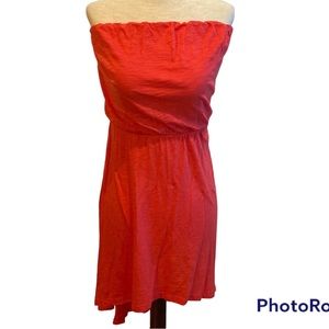 🛑BOGO‼️🧡EXPRESS HI-LO CORAL LINED STRAPLESS DRESS🧡